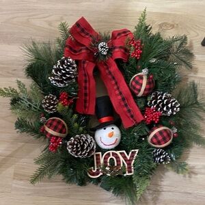 Festive Holiday Wreath with Red Accents